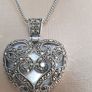 Antique sterling silver jewelled heart pendant mounted on mother of pearl base necklace Rrp 250 Image 9