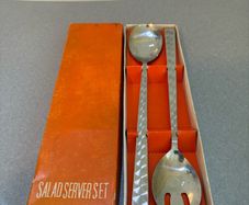 Retro Vintage salad serving spoons stainless steel c1960