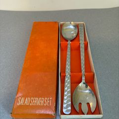 Retro Vintage salad serving spoons stainless steel c1960