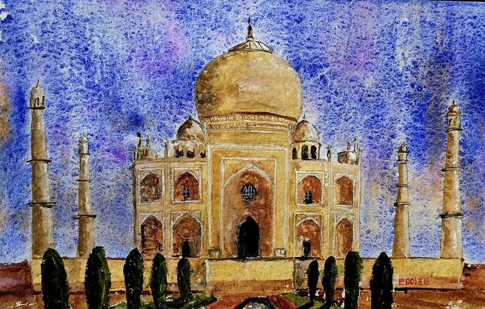 taj mahal watercolour