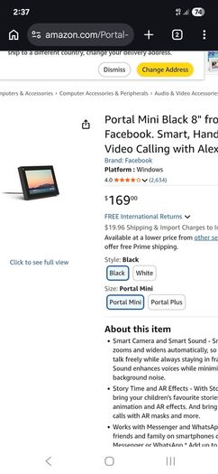 Portal Mini - Amazon/Facebook