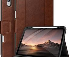 AUAUA Case for iPad Air 13 Inch M2 2024, with Pencil Holder and Pocket, Multiple Viewing Angles, Magnetic Closure, Auto Sleep/Wake (Brown)