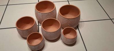 Set of 6 assorted terracotta plant pots