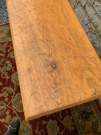 19th Century Victorian Elm & Oak Kitchen Table.