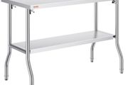 Commercial Worktable Workstation 121.9x61 cm Folding Commercial Prep Table, Heavy-duty Stainless Steel Folding Table with 350.2 kg Load, Kitchen Work Table, Silver Stainless Steel Kitchen Island