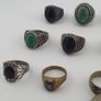 Antique Ring Lot of 15 Rustic Brass & Glass Jewellery Image 6