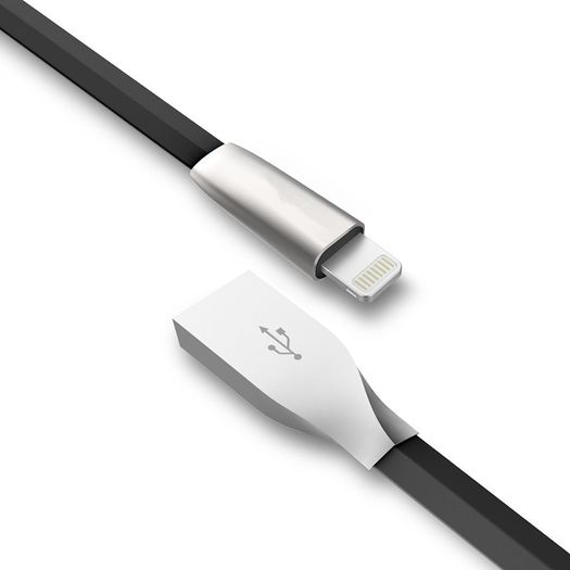 Black 1m Zinc Alloy Data Sync / Lightning USB Cable for iPhone 7 6 6s Plus 5