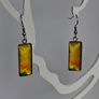 Yellow Lily Cabochon Rectangular Earrings Image 5