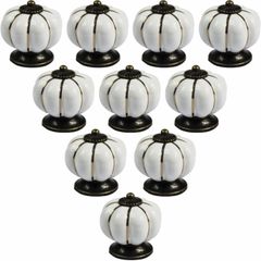 Europe Style Ceramic Pumpkin Door Drawer Knobs Vintage for Dresser Kitchen Cabinet Cupboard Pulls Handles 10Pack (MULTIPLE COLOURS)