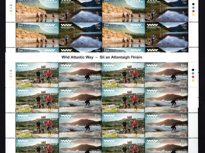 2016 Ireland Wild Atlantic Way Commemorative Stamp Sheetlet Plate 1A1A1A1A Mint Never Hinged (MNH)