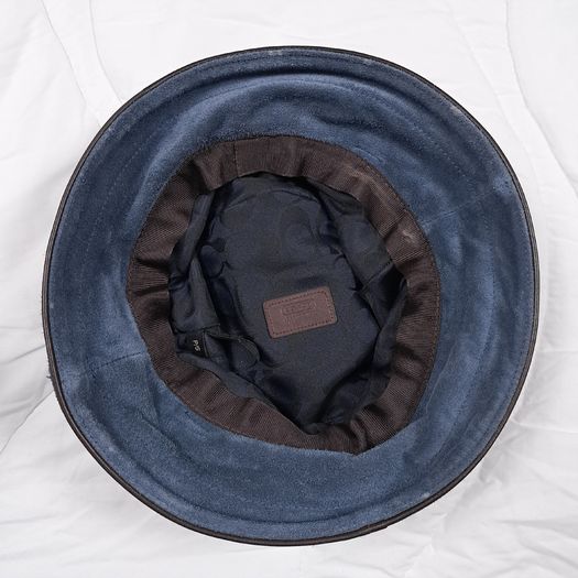 Coach Vintage Y2K Blue Suede Leather Buckle Detail Bucket Hat Size S