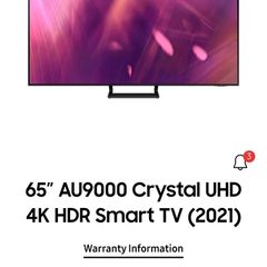 Samsung 65" Au9000 Crystal Uhd 4k Smart Tv (ue65au9000kxxu)