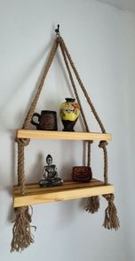 Beautiful Handmade 2-Tier Hanging Rope Shelf