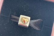 Pandora Two Tone Love Cube Charm with 14k Gold Heart