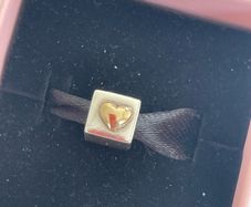 Pandora Two Tone Love Cube Charm with 14k Gold Heart