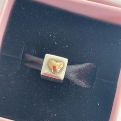 Pandora Two Tone Love Cube Charm with 14k Gold Heart