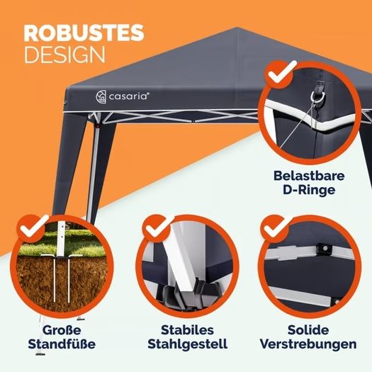 Folding Gazebo 3x3m, Tent, Pop-Up, Quick Setup, UV Protection 50+, Waterproof, Sturdy, Anthracite Grey
