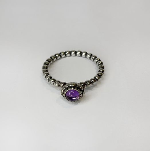 Pandora Sterling Silver Ring with Cabochon Amethyst
