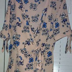 Pink & blue floral top