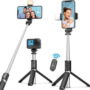 Wireless Selfie Stick Tripod Stand with Light Bluetooth Remote Extendable Tripod for iPhone Mobile Phone Tiktok Live Streaming