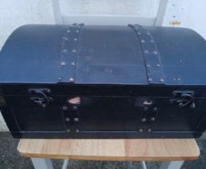 Vintage Black Wooden Chest