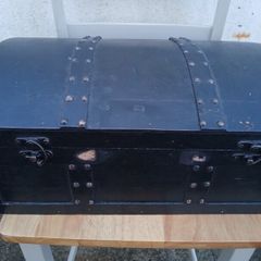 Vintage Black Wooden Chest