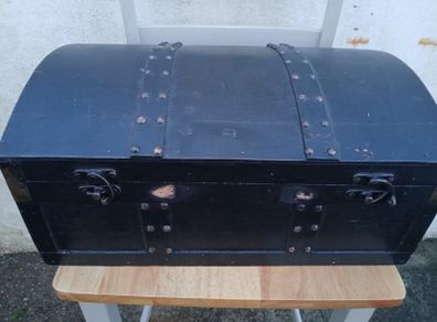 Vintage Black Wooden Chest