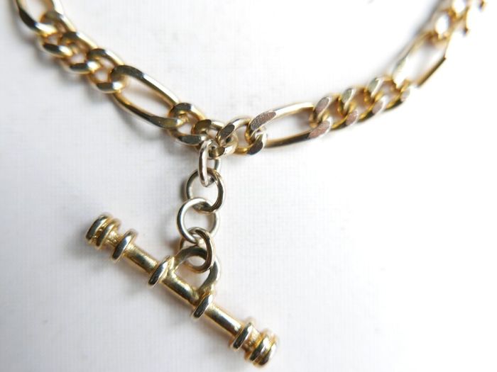 Vintage Retro Gold Plated T Bar Curb Chain Bracelet