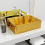 Wash Basin with Faucet Hole 48x37x13.5 cm Ceramic Gold Image 8