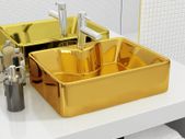 Wash Basin with Faucet Hole 48x37x13.5 cm Ceramic Gold