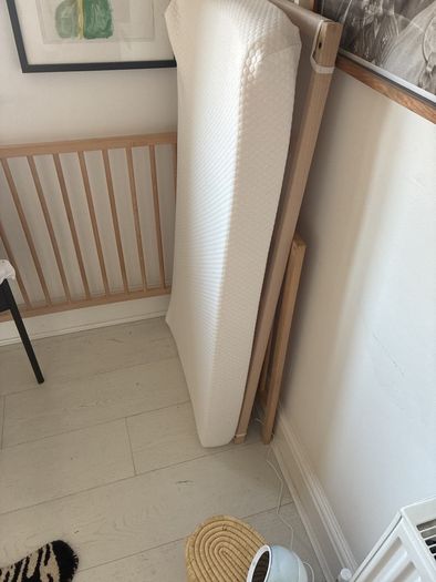cot mattress and sheets (sleep bag, duvets etc)