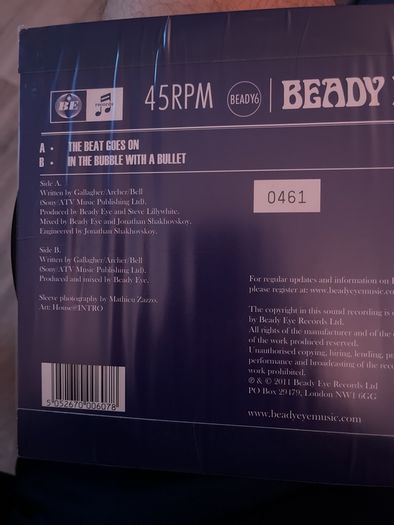 Beady Eye Vinyl 7" Singles