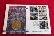 WW2 VE Day Two Pounds first day coin stamps cover