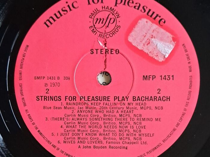 Strings For Pleasure - Play The Best Of Bacharach Vinyl