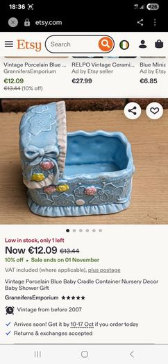Vintage Ceramic Basinett Planter