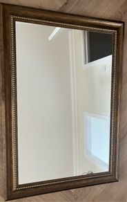 Dark brown wood mirror. Width 103cm Length 75cm