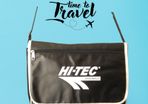 Hi-tec retro messenger travel school bag with velcro flap and front zipped pocket.