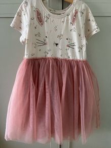 Pink Bunny Short Sleeve Party Tutu Dress 6-7 years