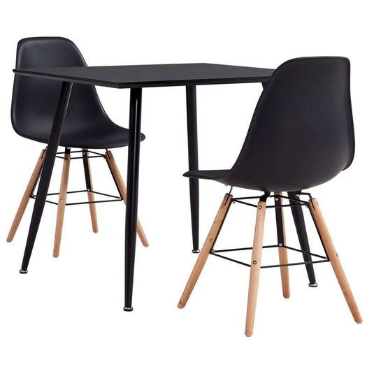 3 Piece Dining Set Plastic Black