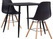 3 Piece Dining Set Plastic Black