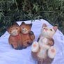 3 X Art Deco Handpainted Hardwood Cats Image 2