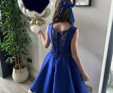 confirmation dress age 11 , blue , beading .