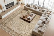 Large Rugs for Living Room 200x290, Faux Wool Short Pile Non-Slip Beige Area Rug, Machine Washable Traditional Moroccan for Bedroom