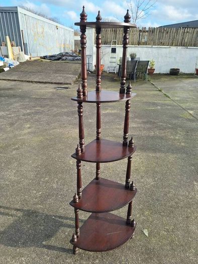 Corner five tier whatnot shelf