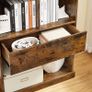 Bookcase, with 4 levels, bookcase, standing shelf, with label holders and one drawer, for office, living room, bedroom, 67.5 x 30 x 120 cm, vintage brown Image 5