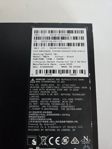 Nothing Phone 3 256GB-12GB Brand New Nothing Warranty