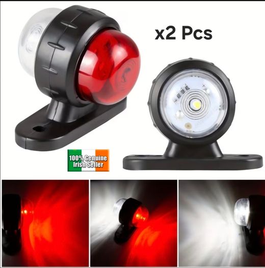 x2PCS Truck Trailer Lights LED Side Marker Indicators Lorry Tractor Signal Lights Parking Light Red/White