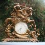 Vintage Brass Table Clock Knight on Horseback and Dragon, Saint George and Dragon, Mechanical  Clock SLAVA 11 JEWELS,  Working Image 8