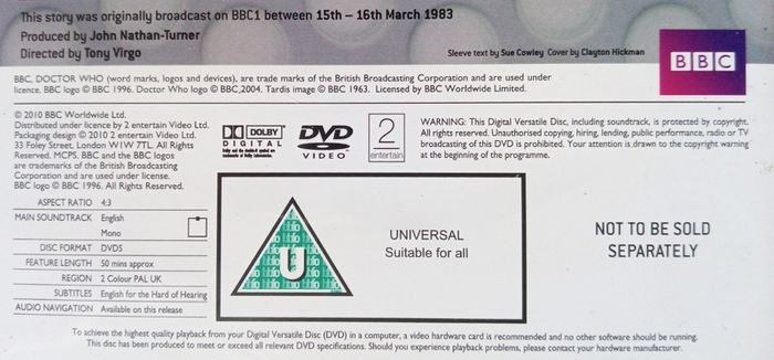 Doctor Who (Peter Davidson) [1983] The King's Demons [1xDVD TV Boxset]