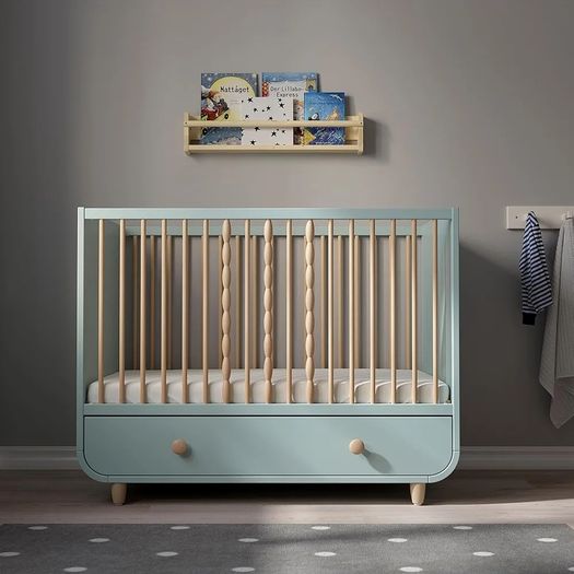 Pristine condition IKEA Myllra cot with large drawer